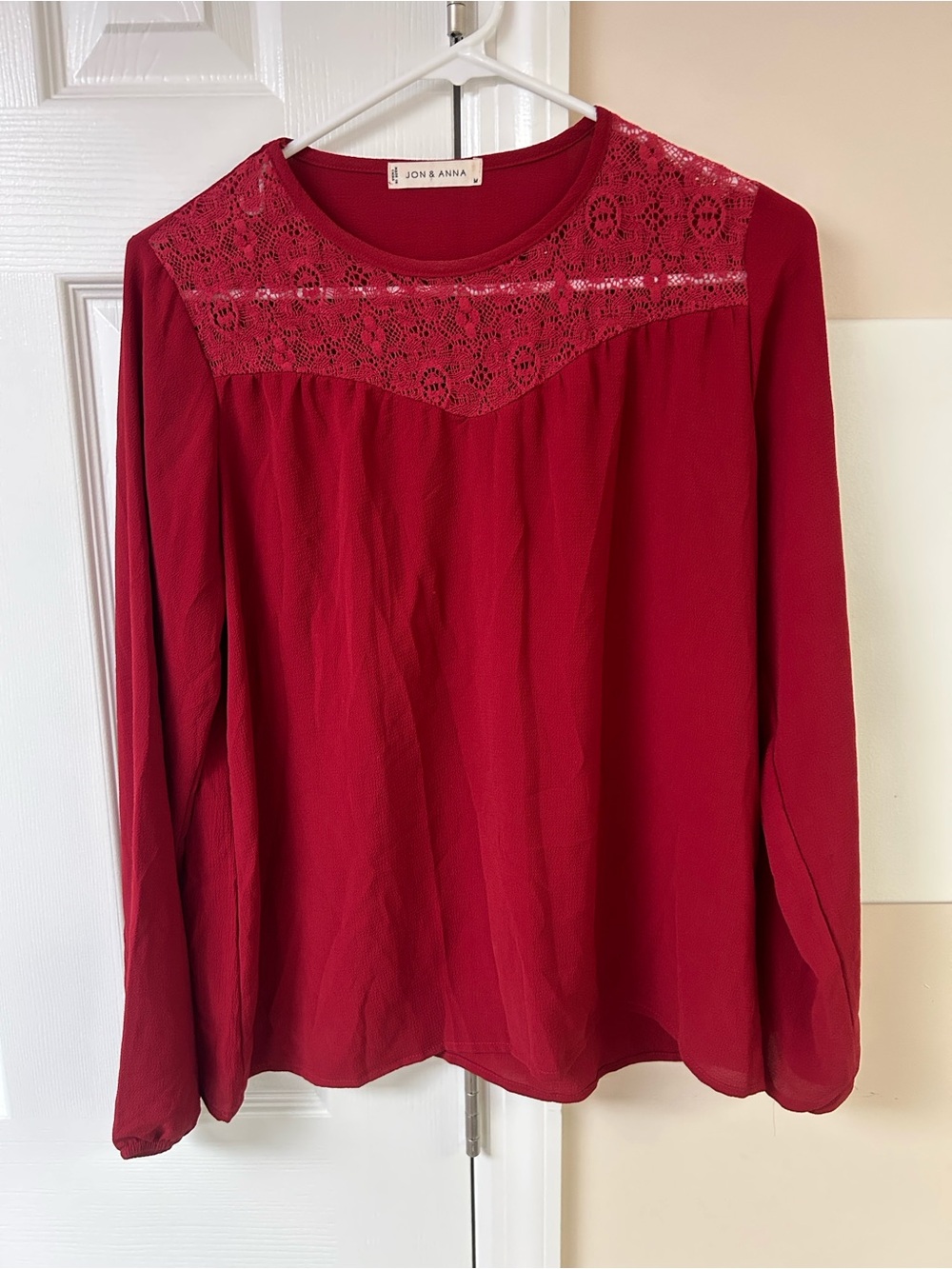 Jon & Anna Long Sleeve Red Blouse
